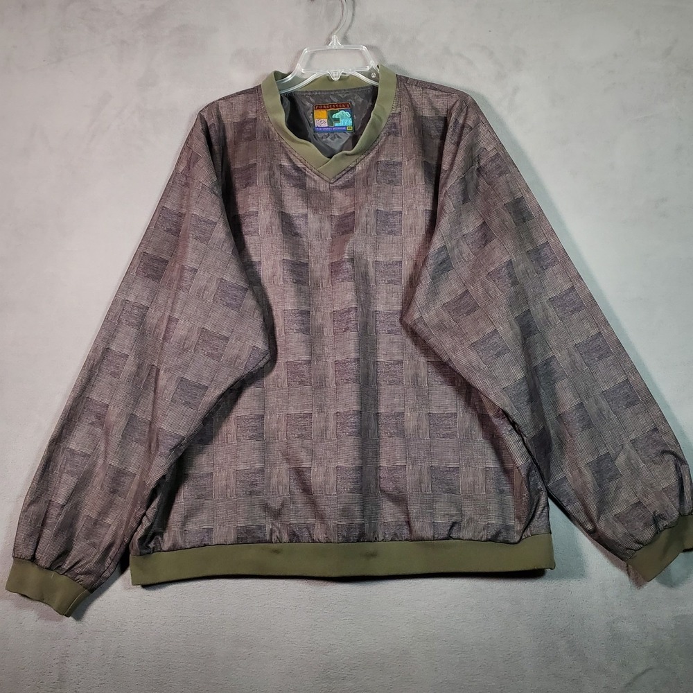 VTG Forresters Outerwear Windbreaker Mens XL Brown Check Pullover Golf Active - Picture 1 of 9